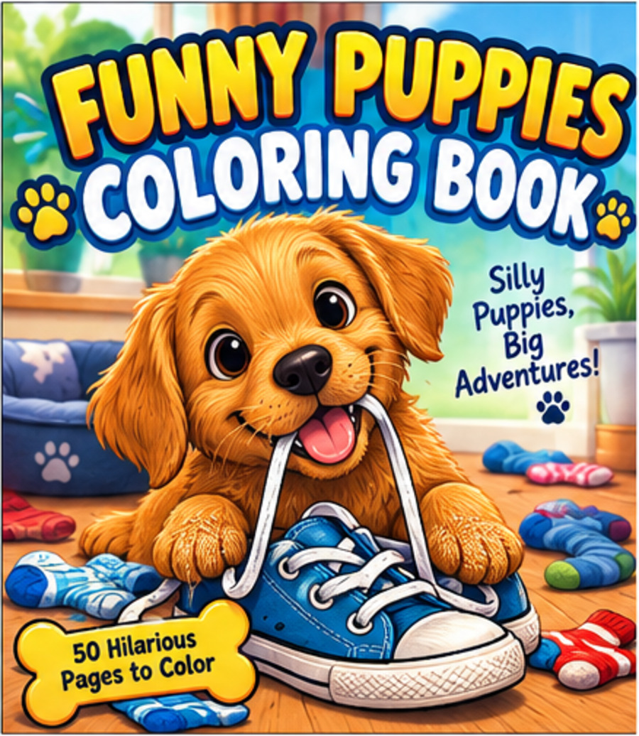 Cover of the Funny Puppies Coloring Book