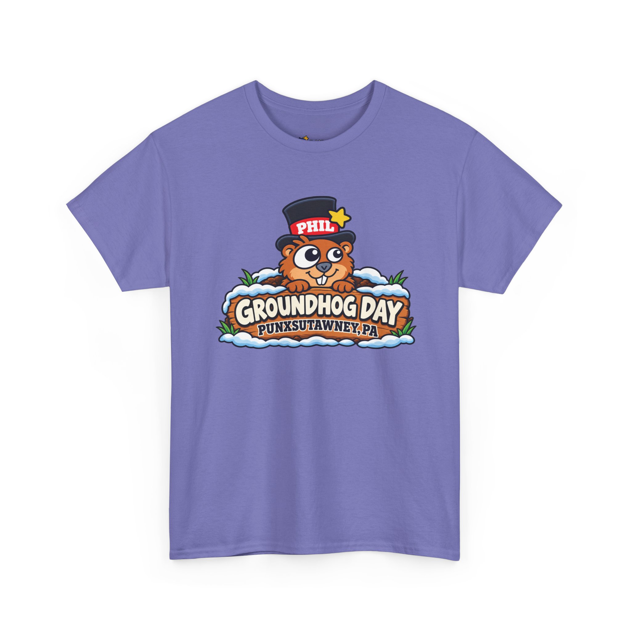 Purple Punxsutawney Phil Groundhog Day tee in OddBall style